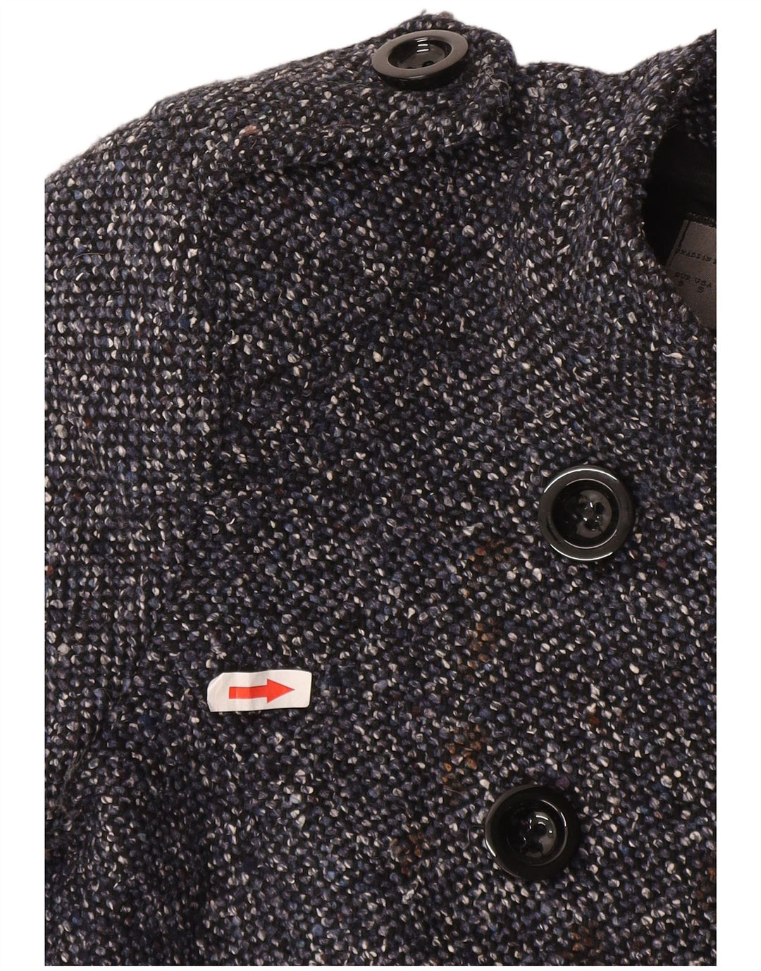 Zara Double Breasted Coat UK 10 Small Navy Blue Flecked Acetate