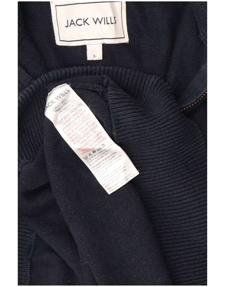 Jack Wills Herre Zip Neck Jumper Sweater Stor Marineblå Bomuld