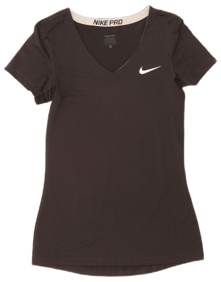Nike Dame Dri Fit T-Shirt Top UK 8 Lille Sort