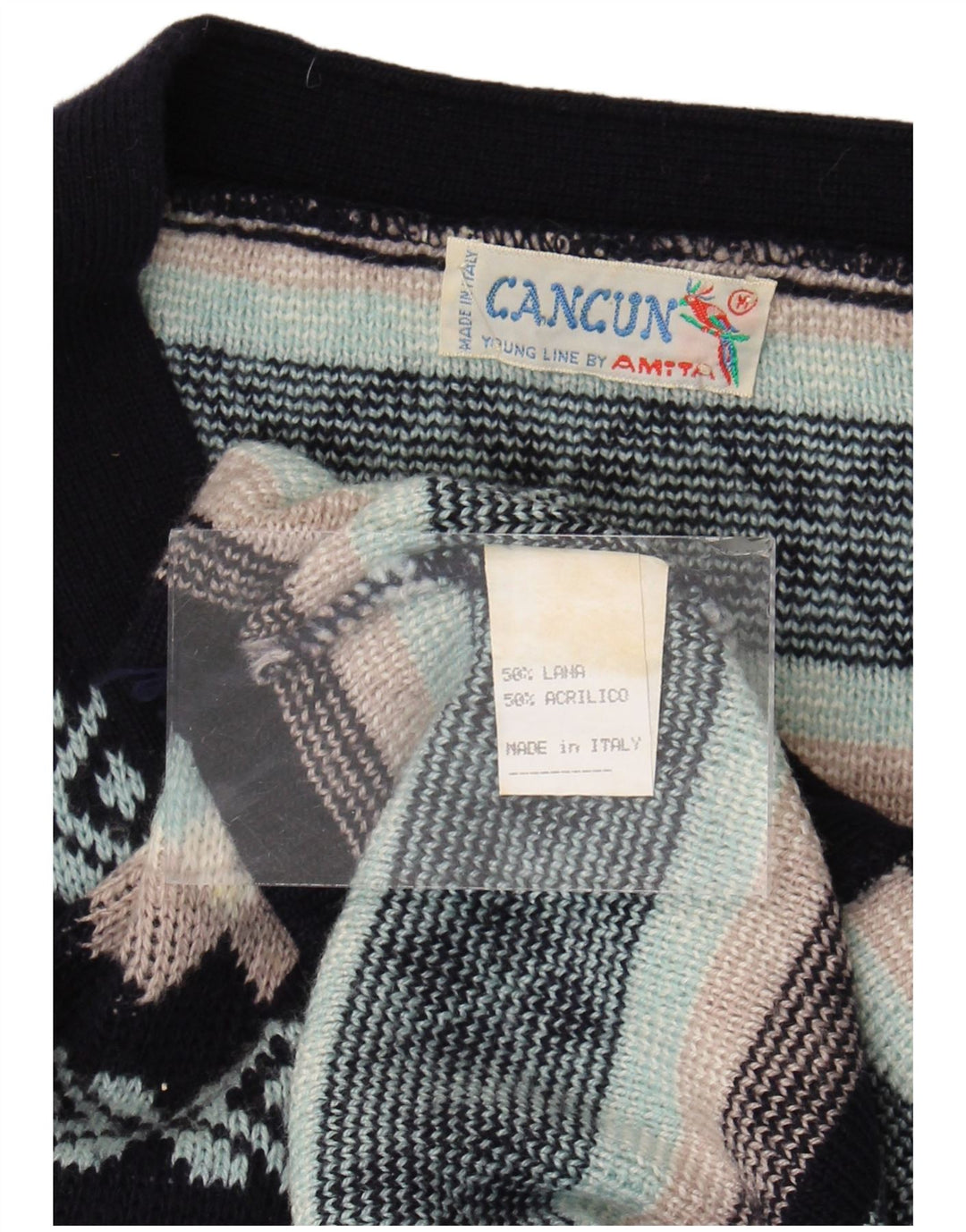 Cancun Dame Cardigan Sweater UK 16 Large Black Fair Isle Wool