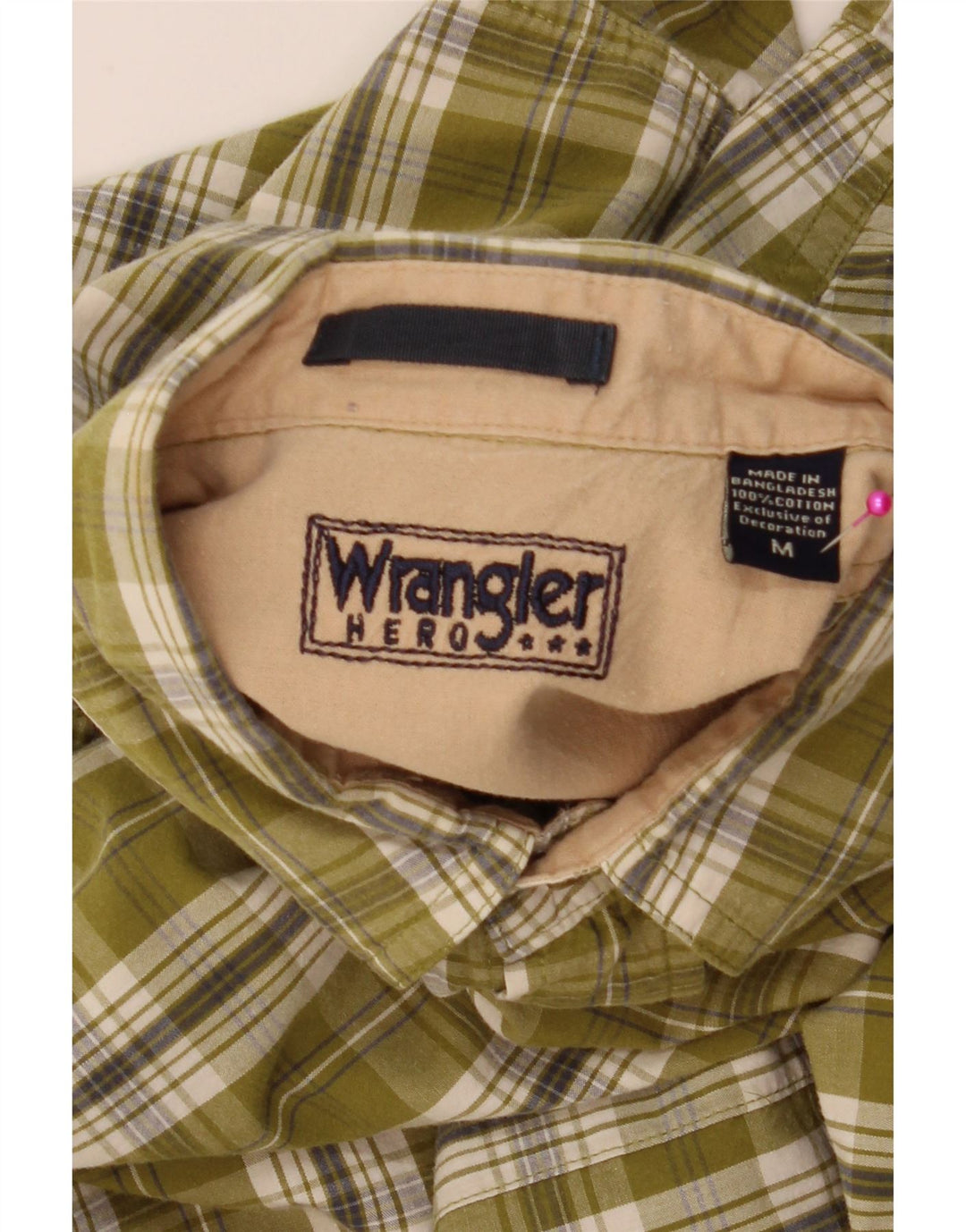 Wrangler kortærmet herreskjorte mellemgrøn ternet bomuld