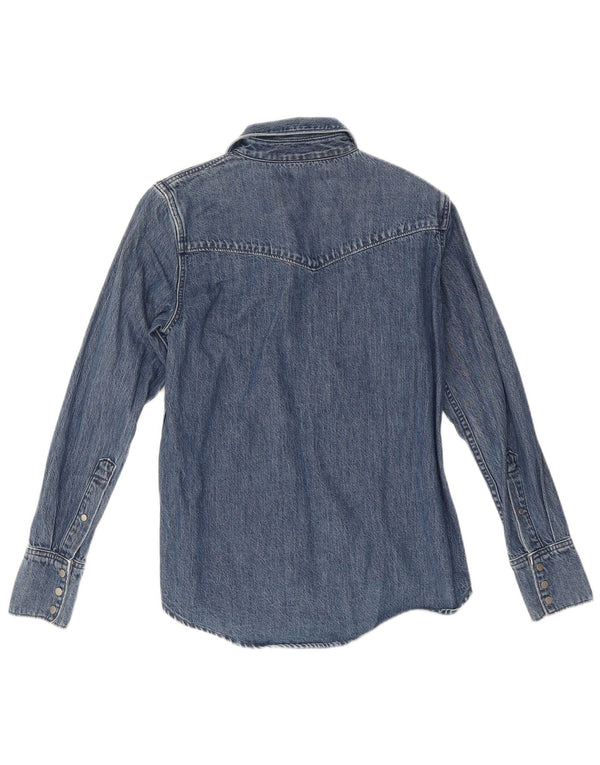 Calvin Klein Jeans Dame Denim Shirt UK 6 XS Marineblå Colourblock Bomuld