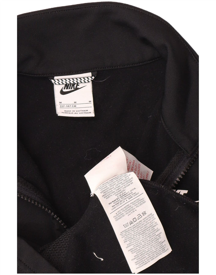 NIKE Boys Graphic Tracksuit Top Jacket 10-11 Years Medium Black Polyester