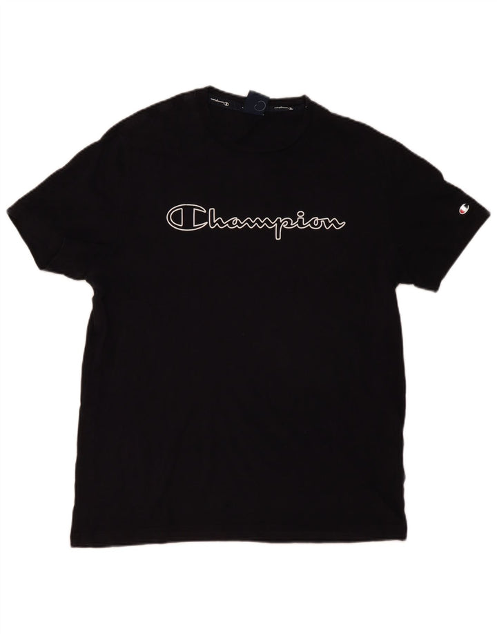 Champion Herre grafisk T-shirt Top Stor sort bomuld