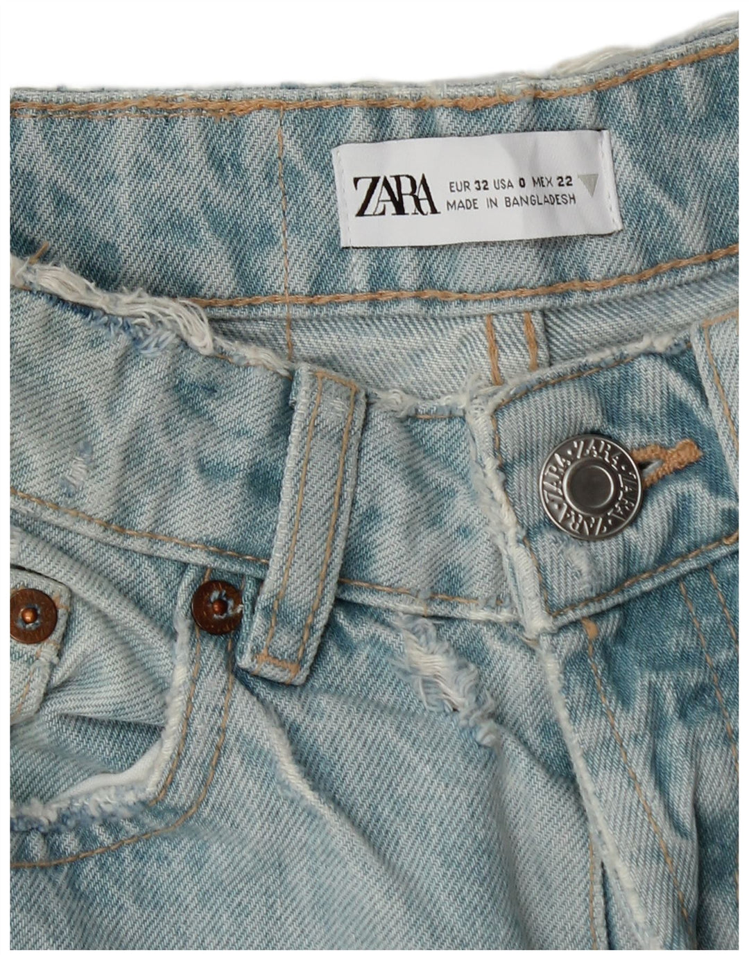 Zara Dame Distressed Loose Jeans EU 32 2XS W22 L31 Blå Metallic
