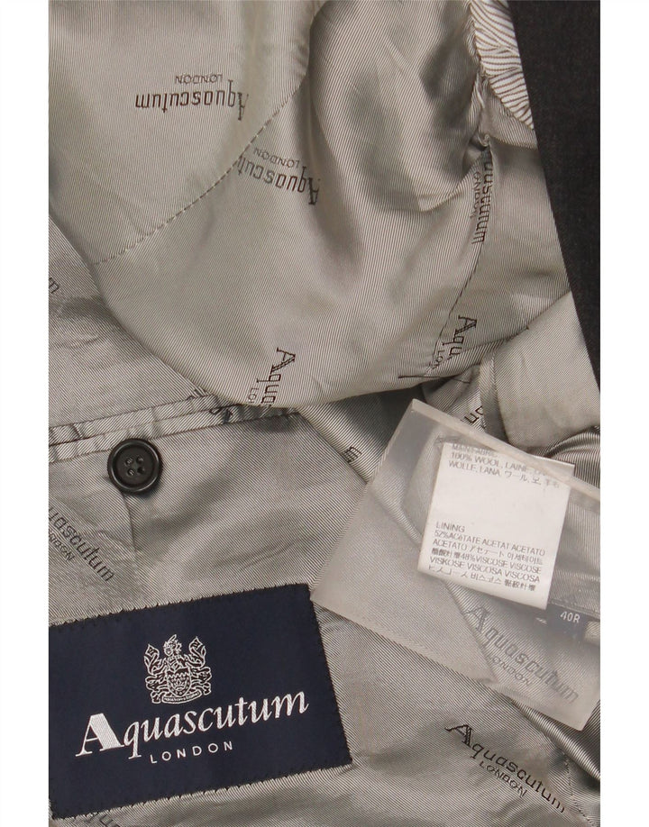 AQUASCUTUM Herre 2-knap 2-delt jakkesæt UK 40 Large W34 L32 Grå Uld
