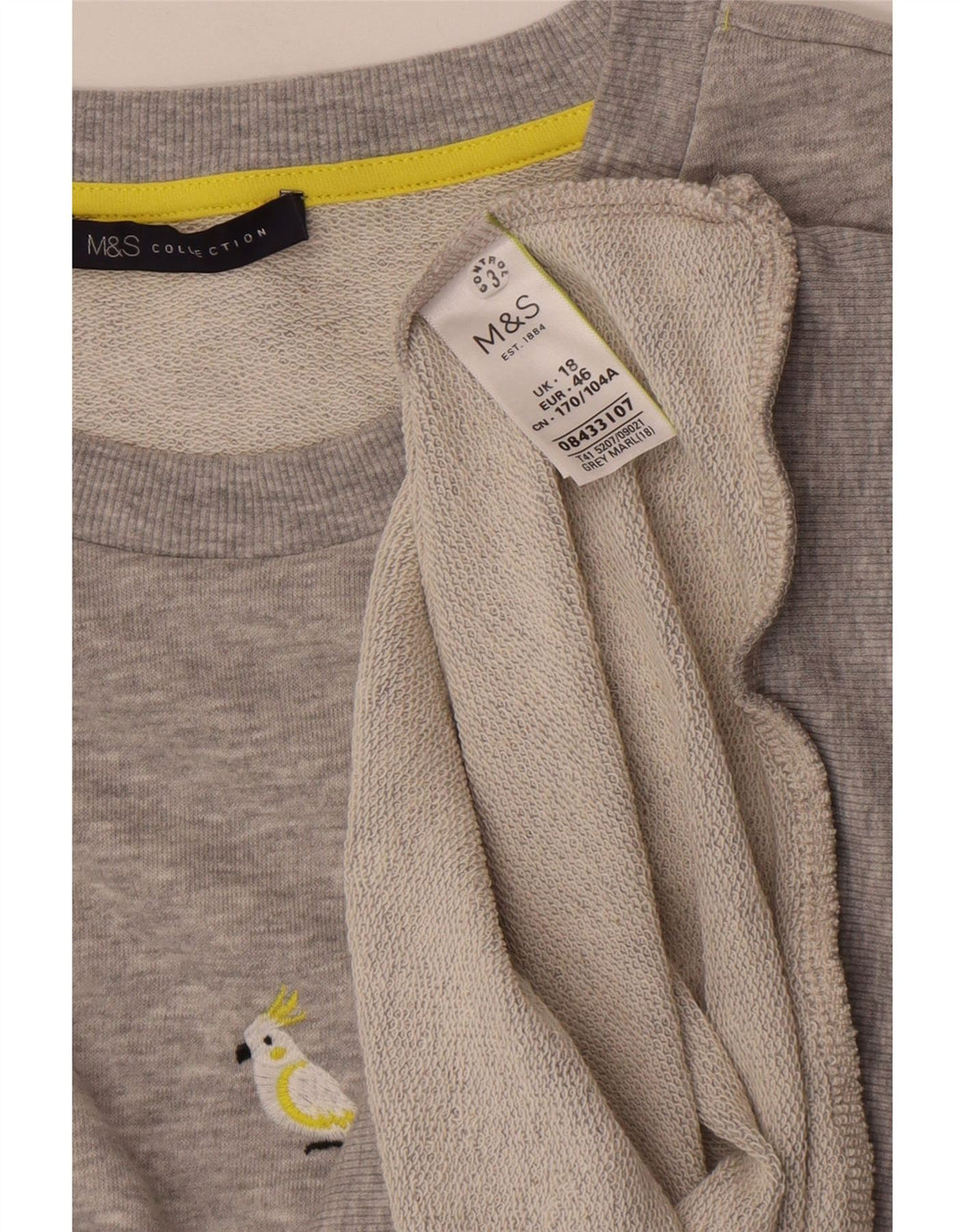 Marks & Spencer Dame Grafisk Sweatshirt Jumper UK 18 XL Grå Flecked