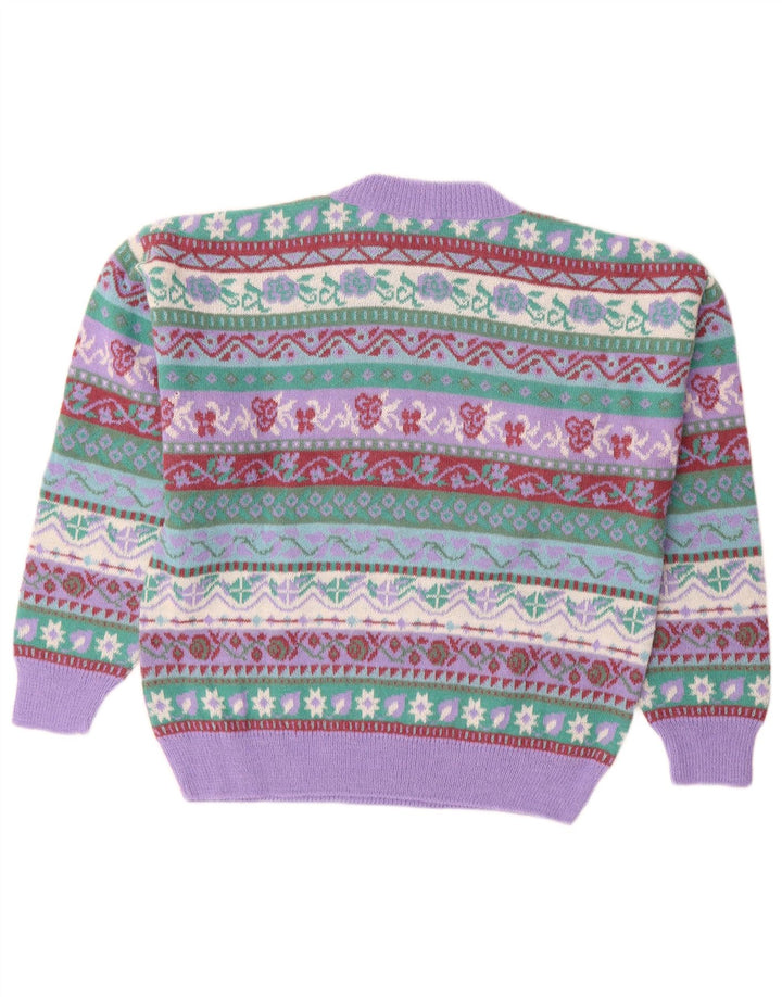 SILVY Dame sweater med rund hals IT 42 Medium Purple Fair Isle