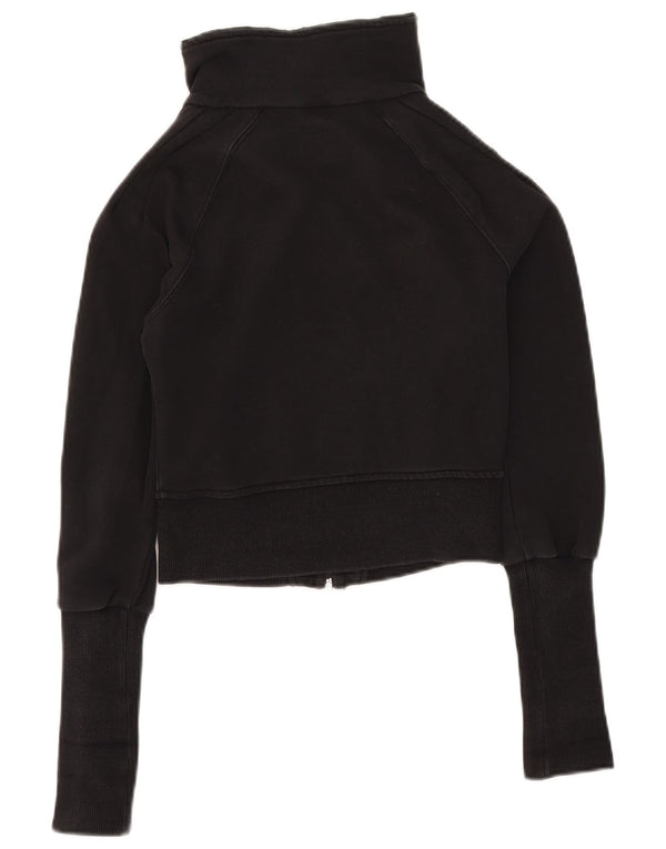 Puma Womens Crop Tracksuit Top Jacket UK 8 Small Black Cotton