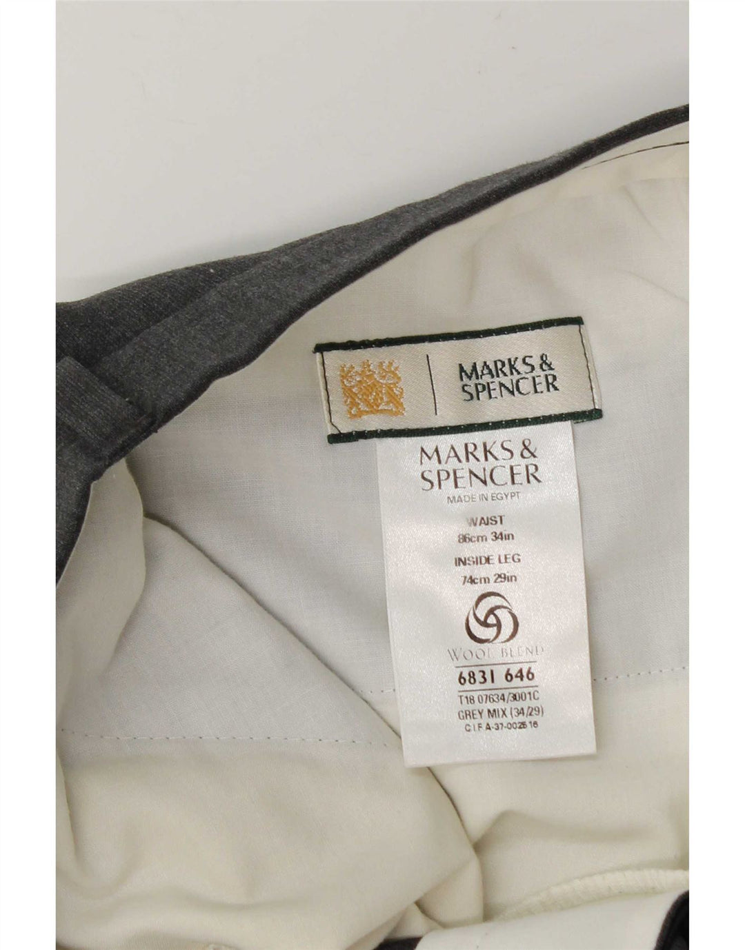 Marks & Spencer Herredragtbukser W34 L29 Grå polyester