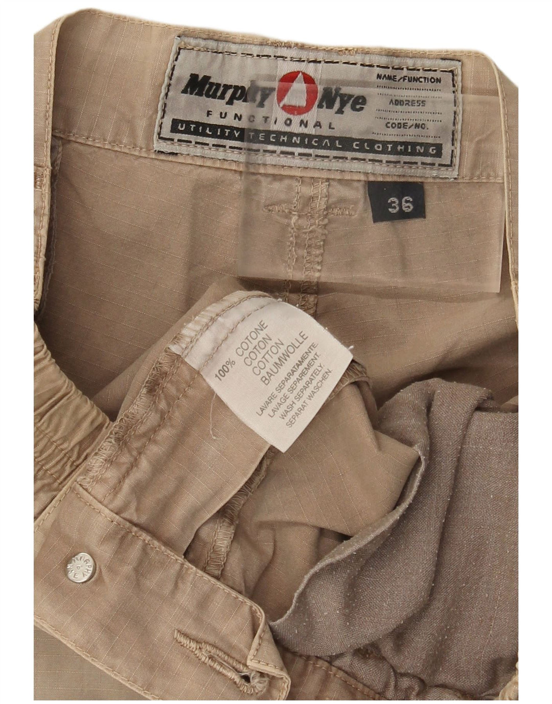 Murphy & Nye Herre joggers Cargo Bukser W36 L30 Beige Bomuld