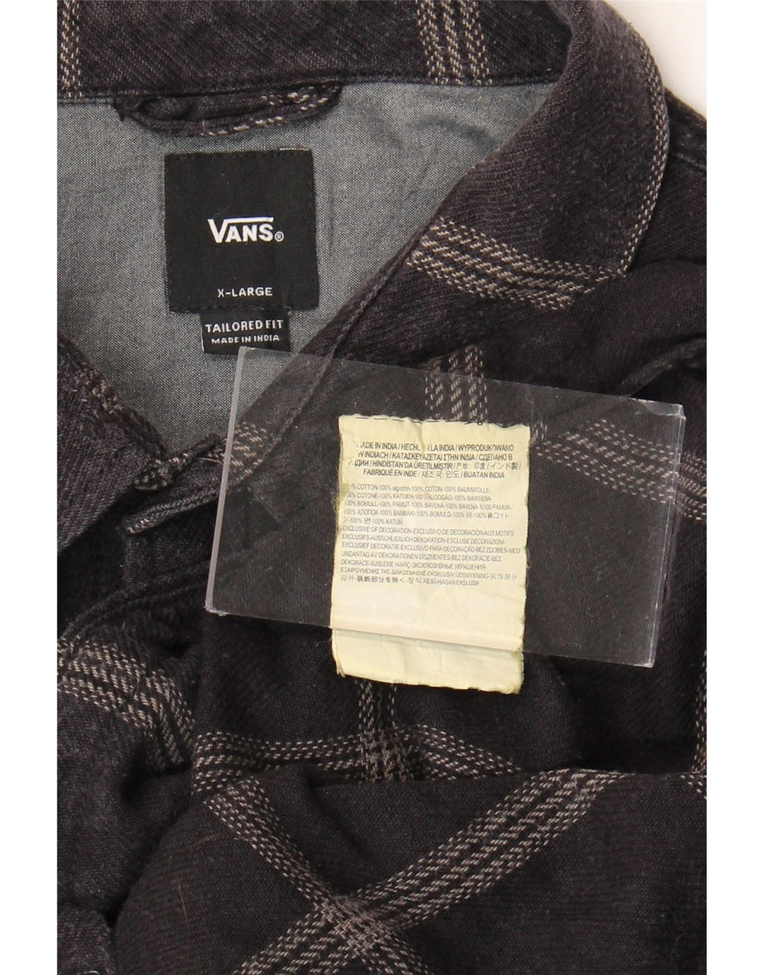 Vans Herre Skræddersyet Fit Flanellskjorte XL Grå ternet bomuld