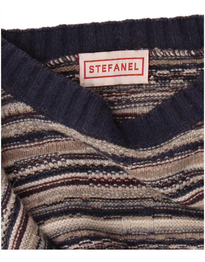 STEFANEL Dame sweater med rund hals DK 14 Stor flerfarvet stribet