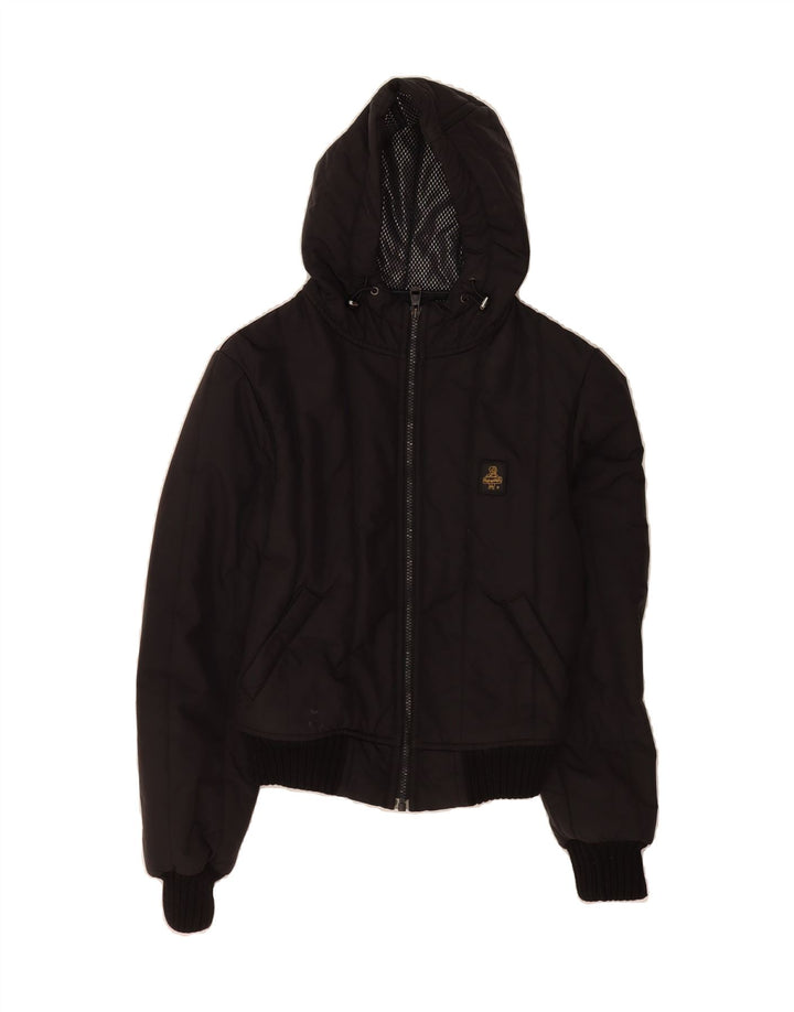 REFRIGIWEAR Womens Hooded Padded Jacket IT 42 Medium Black Nylon Vintage Refrigiwear and Second-Hand Refrigiwear from Messina Hembry 