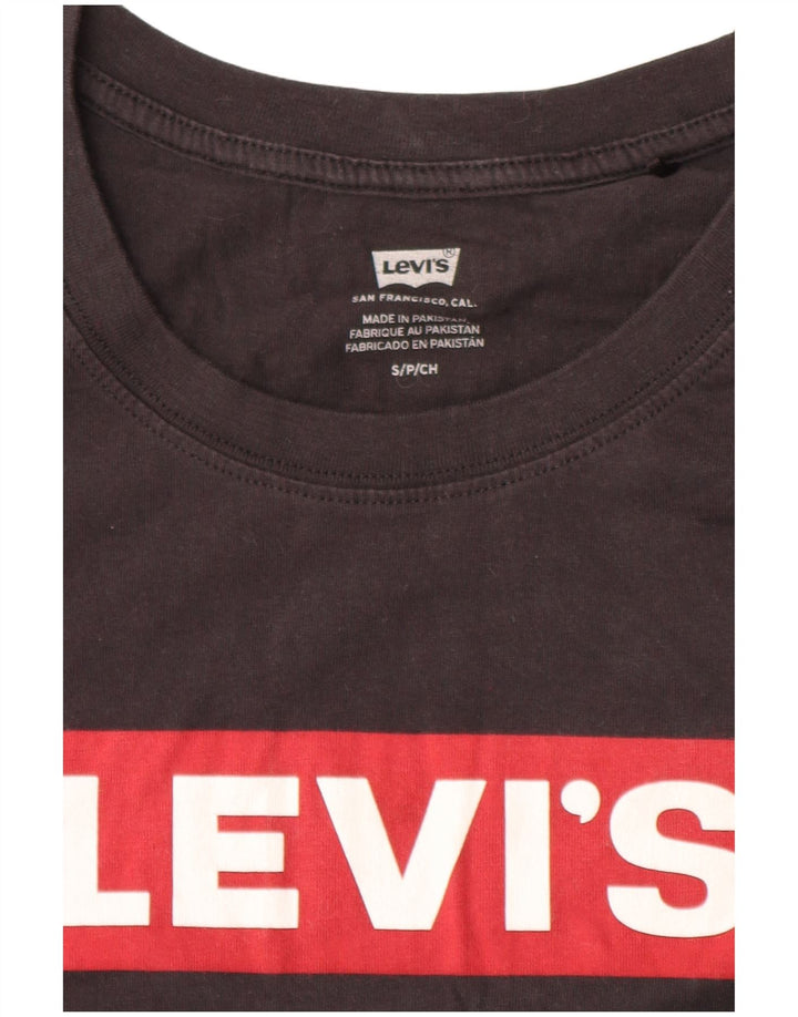 Levi's Womens Crop Oversized grafisk T-shirt top UK 10 Small Black