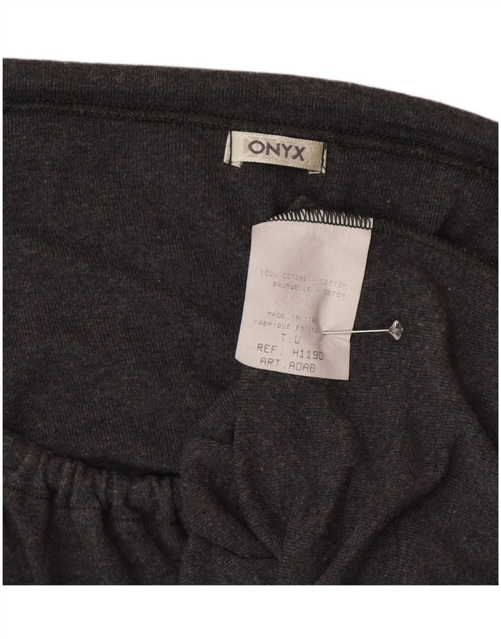 Onyx Womens Front Tie Crop Top Langærmet UK 12 Medium Grey Bomuld