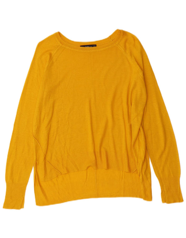 Zara Dame Oversized Boat Neck Jumper Sweater UK 10 Small Yellow