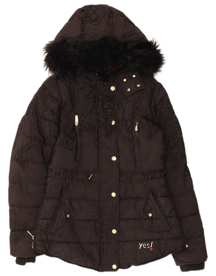 Desigual hættejakke til kvinder EU 36 Small Black Paisley