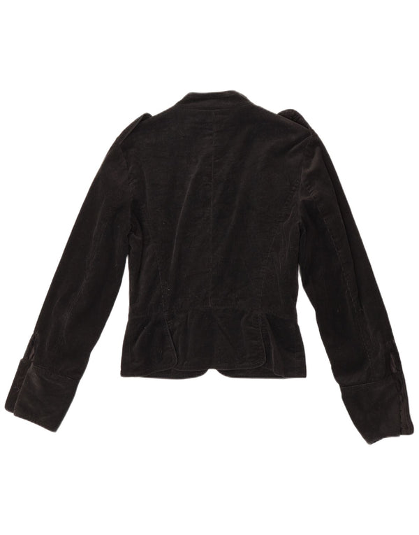 Zara Dame Military Corduroy Blazer Jacket UK 12 Medium Grey Floral