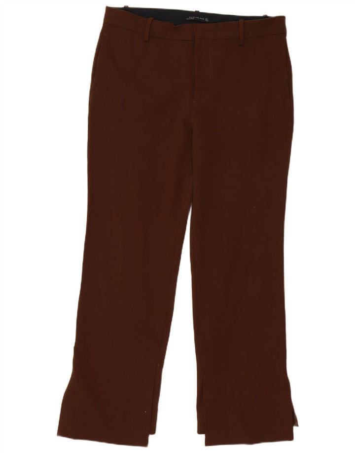 Zara lige chinosbukser til kvinder store W34 L31 brun polyester