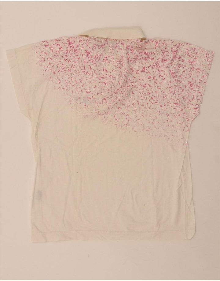 FILA Womens Abstract Pattern Polo Shirt IT 46 Large White Cotton Vintage Fila and Second-Hand Fila from Messina Hembry 