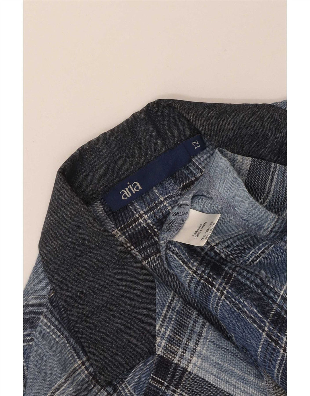 Aria Dame 3-knaps Blazer Jacket UK 12 Medium Blue Plaid Linen