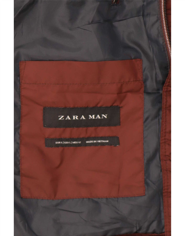 Zara Herre Polstret Gilet UK 40 Large Brown