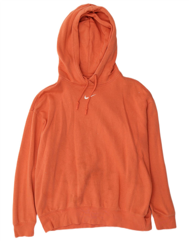 Nike Dame Oversized Hoodie Jumper UK 10 Small Orange Bomuld