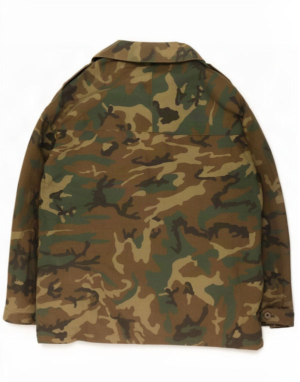 Vintage Mens Hooded Military Jacket UK 44 2XL Khaki Camouflage Cotton