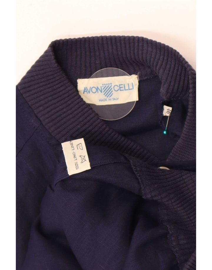 Avon Celli Herre Loose Fit Bomber Jacket IT 46 Small Navy Blue Linen