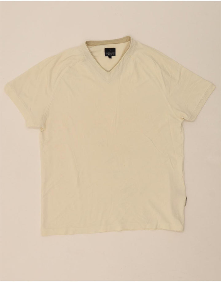 TRUSSARDI JEANS Mens T-Shirt Top Large Beige Polyamide Vintage Trussardi Jeans and Second-Hand Trussardi Jeans from Messina Hembry 