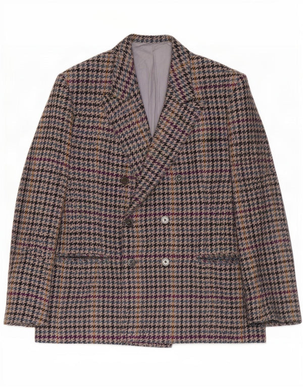 Vintage herre dobbeltradet blazerjakke UK 38 Medium Grey Houndstooth