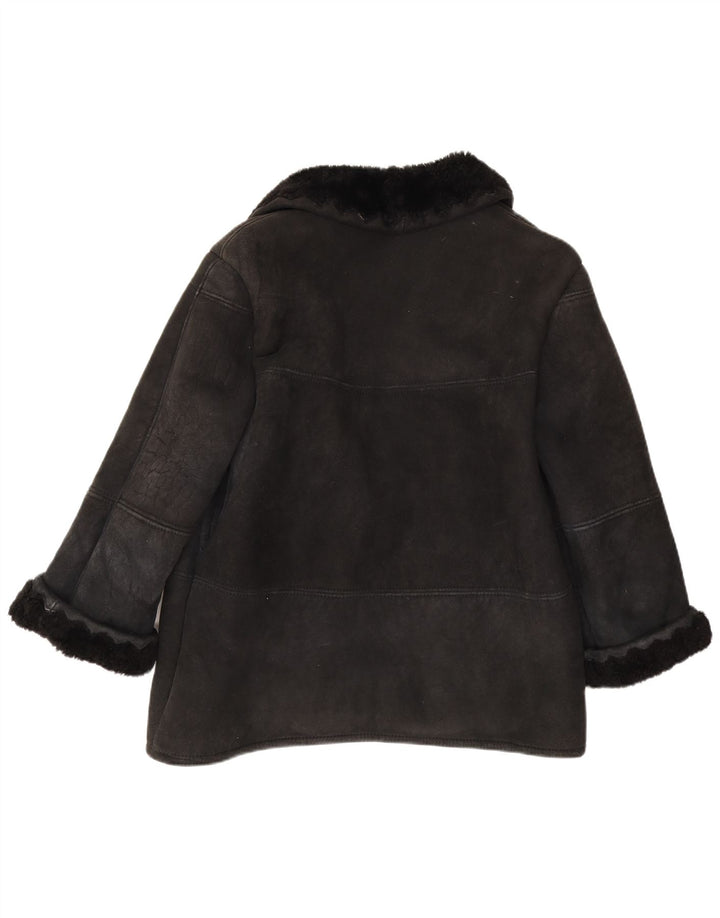 Vintage Dame Shearling Jacket IT 44 Medium Black Shearling