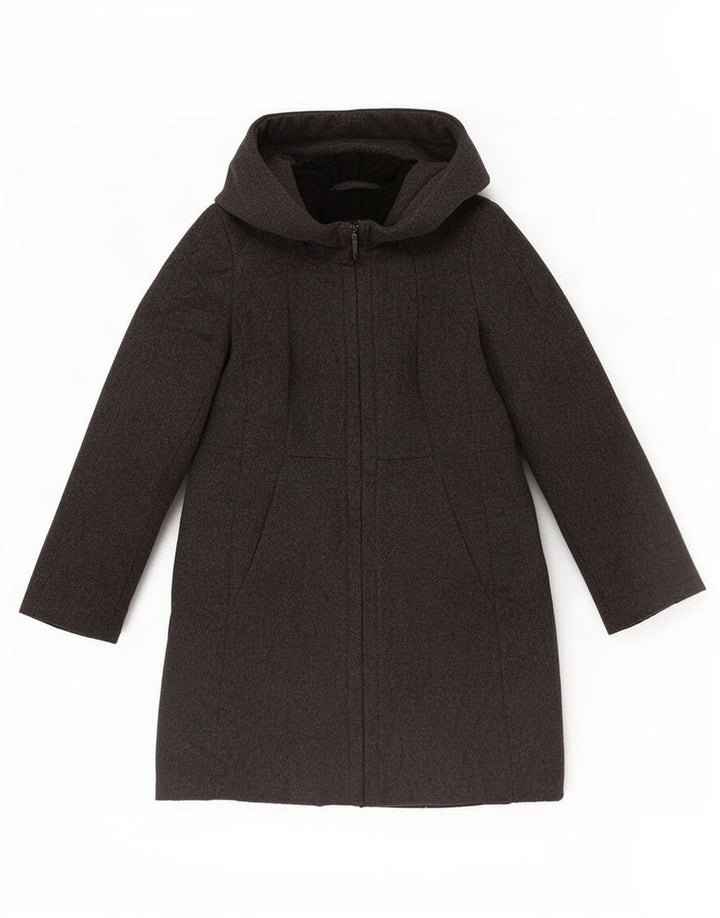 Zara Dame Hooded Full Zip Overcoat UK 14 Large Grå