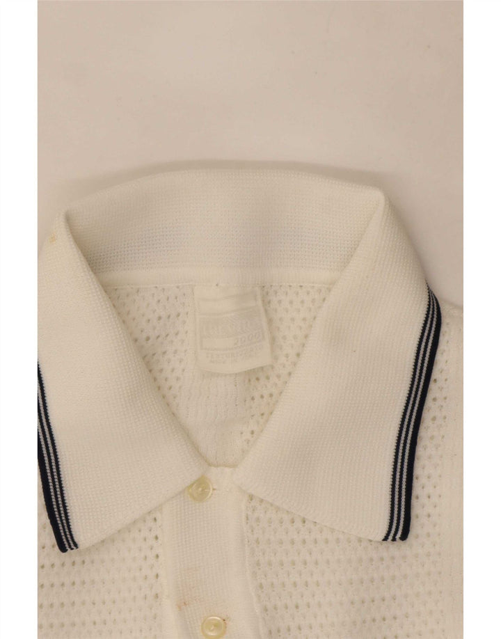 Trevira Herre Kortærmet Polo Neck Jumper Sweater Stor Hvid Polyester