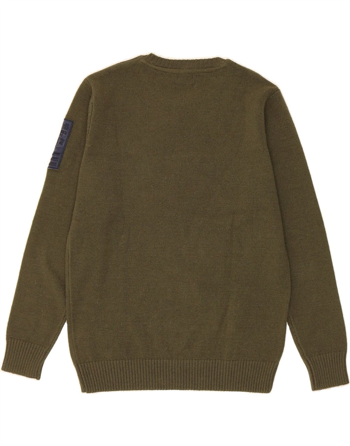 AVIREX Womens Crew Neck Jumper Sweater UK 14 Medium Khaki Polyacrylic Vintage Avirex and Second-Hand Avirex from Messina Hembry 