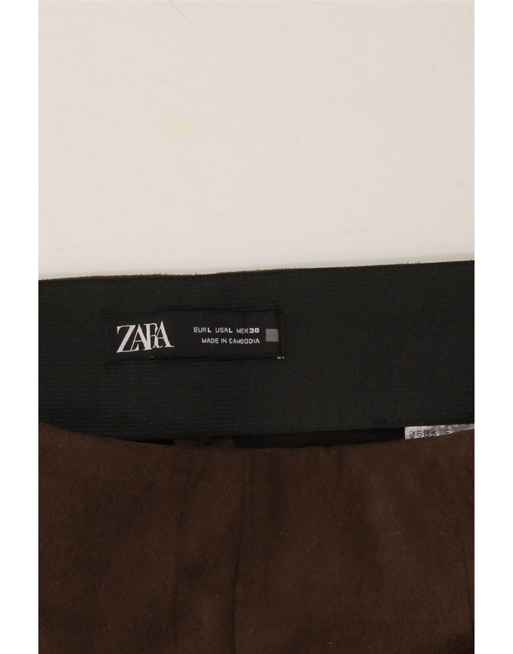 ZARA Womens Skinny Cropped Trousers Large W30 L27 Brown Polyester Vintage Zara and Second-Hand Zara from Messina Hembry 