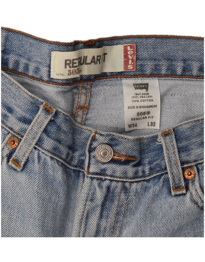 LEVI'S Herre 505 Regular Fit Straight Jeans W34 L32 Blå Bomuld