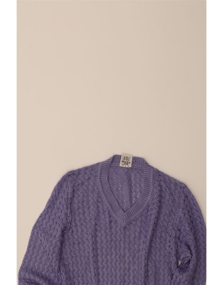 LUCIA Womens V-Neck Jumper Sweater UK 12 Medium Purple Viscose Vintage Lucia and Second-Hand Lucia from Messina Hembry 