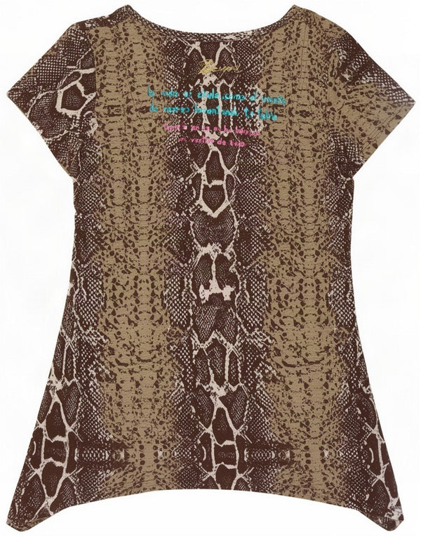 Desigual Womens Asymmetric Tunic Top UK 18 XL Multicoloured Animal Print