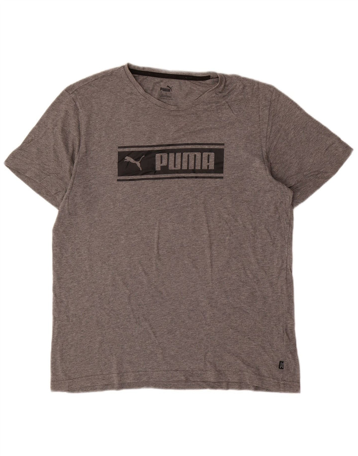 Puma Herre Grafisk T-Shirt Top Stor Grå Bomuld