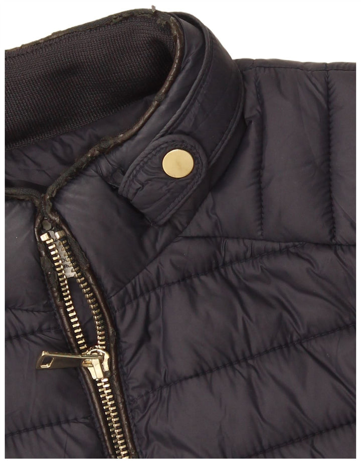 Zara Dame Polstret Jakke UK 10 Small Navy Blue Nylon