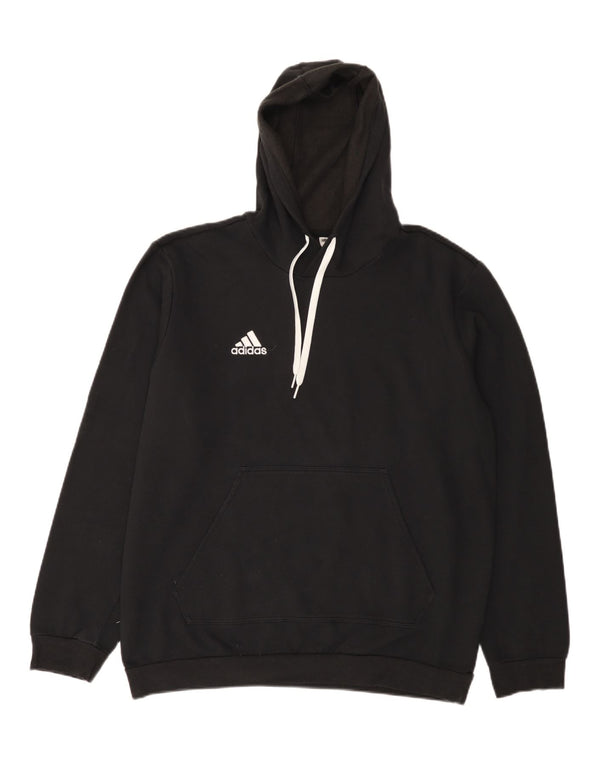Adidas Mens Graphic Hoodie Jumper Large Black Cotton