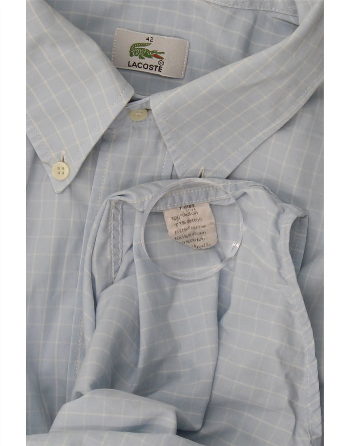 LACOSTE Mens Shirt Size 42 Large Blue Check Cotton Vintage Lacoste and Second-Hand Lacoste from Messina Hembry 