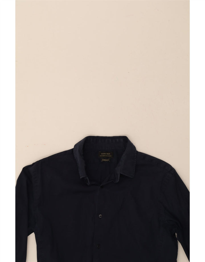 ZARA Mens Slim Fit Shirt Size 42 Large Navy Blue Vintage Zara and Second-Hand Zara from Messina Hembry 