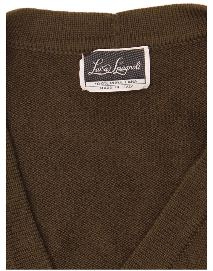 LUISA SPAGNOLI Dame cardigan sweater UK 18 XL Khaki Wool