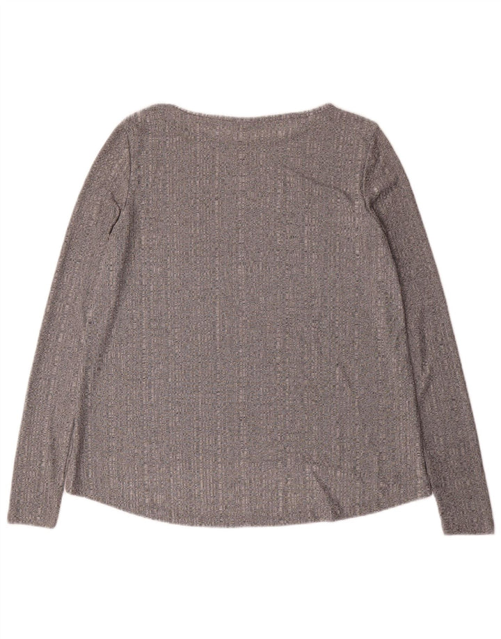 Zara Dame Top Langærmet UK 10 Små Grå Flecked