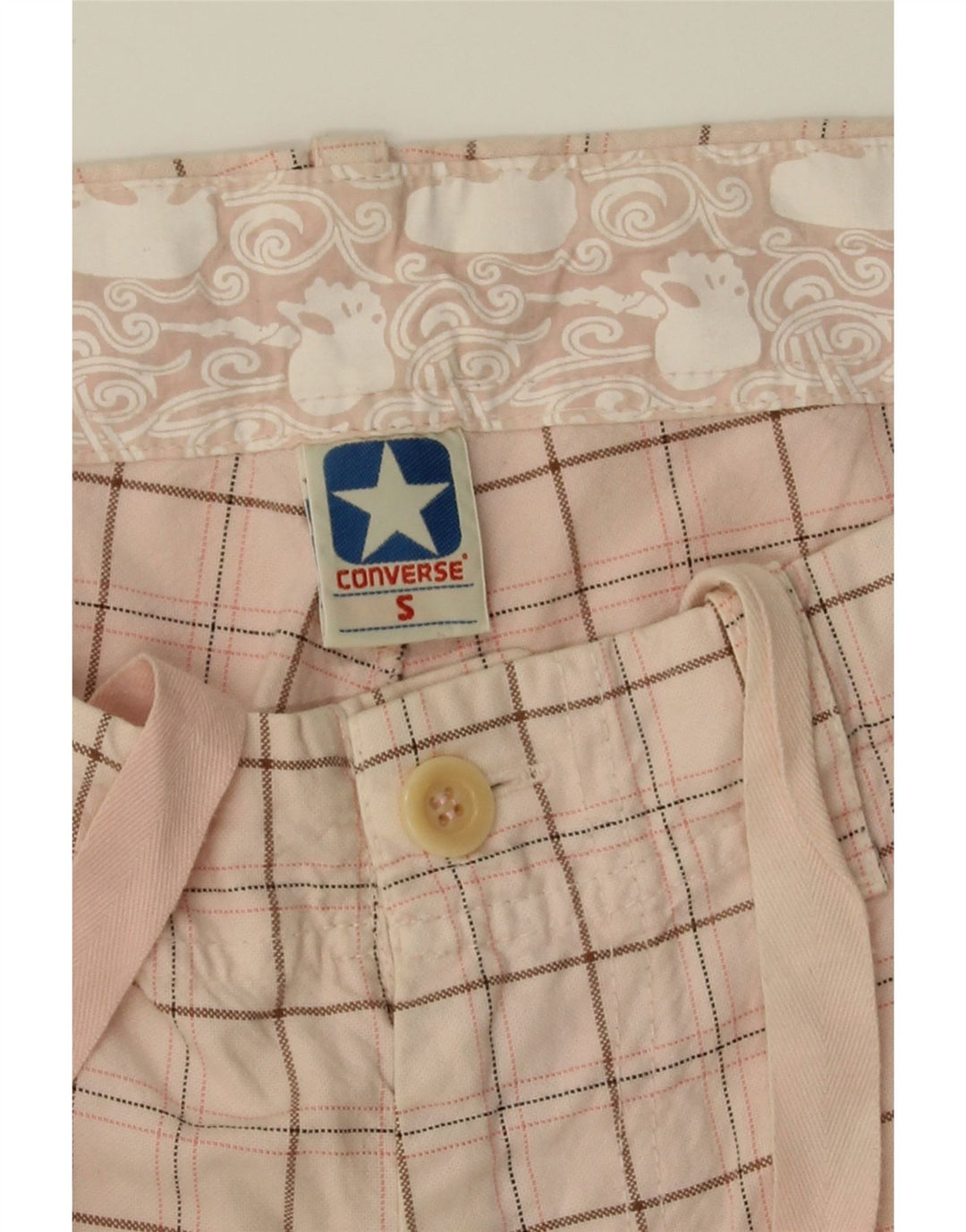 CONVERSE Mens Chino Shorts Small W32  Pink Check Cotton Vintage Converse and Second-Hand Converse from Messina Hembry 