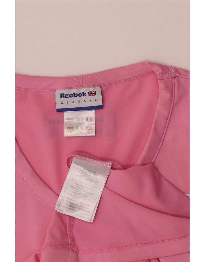 Reebok kortærmet grafisk T-shirt top til kvinder DK 14 Medium Pink Polyester
