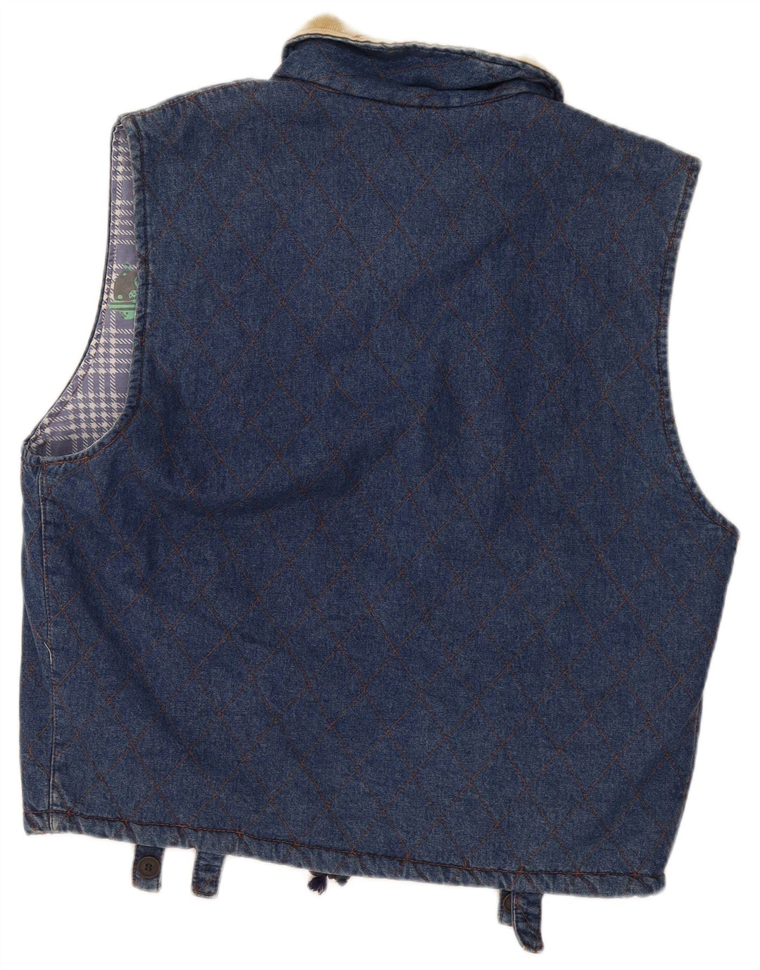 POP 84 Herre Denim Gilet UK 42 XL Blå Geometrisk
